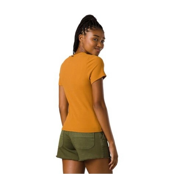 PRANA | WOMENS FOUNDATION RIB TEE IN GOLDEN YELLOW LARGE SHORT SLEEVE CREWNECK - Picture 3 of 7